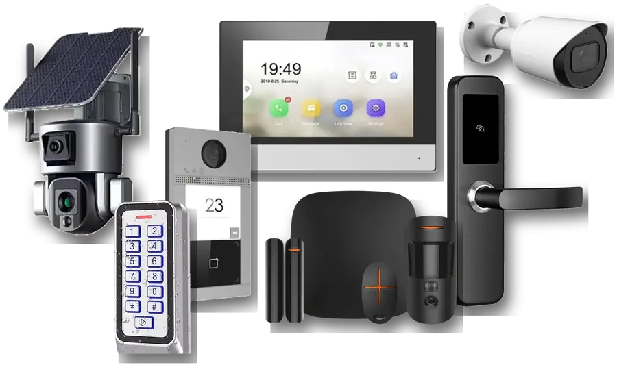 Caméra solaire, clavier à code, vidéophone, serrure intelligente et système d'alarme installés par Todos Inter